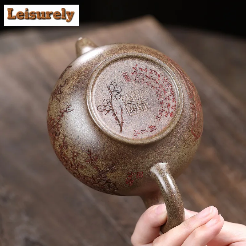 420ml Yixing Purple Clay Teapots Handmade Plum Blossom Deer Pot Raw Ore Wood-fired Porcelain Mud Kettle Zisha Tea Set Supplies
