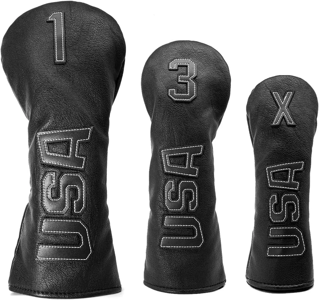 

Golf Wood Headcovers USA Rescue Black Cool Thick Synthetic Leather Well-Made fit All Brand
