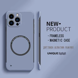 Ultra Thin Magnetic Frameless Matte Phone Case - Hard PC Solid Cover for iPhone 13 Pro (Gray)