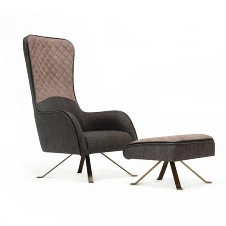 

modern living room Italy recliner European style fancy furniture high back lounge chair plaid look sofa sets with ottoman