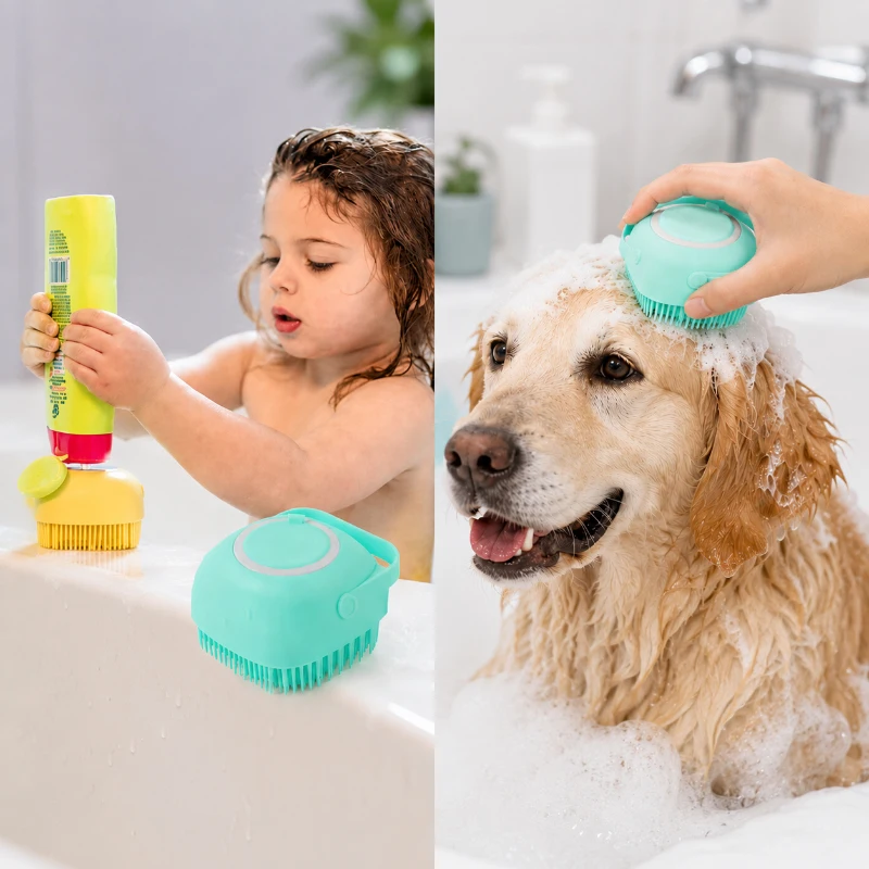 Shampoo in silicone Spazzola da bagno Pettine per massaggio Spazzola per toelettatura Accessori per il bagno Scrubber per il corpo in silicone per bambini - immagine 6