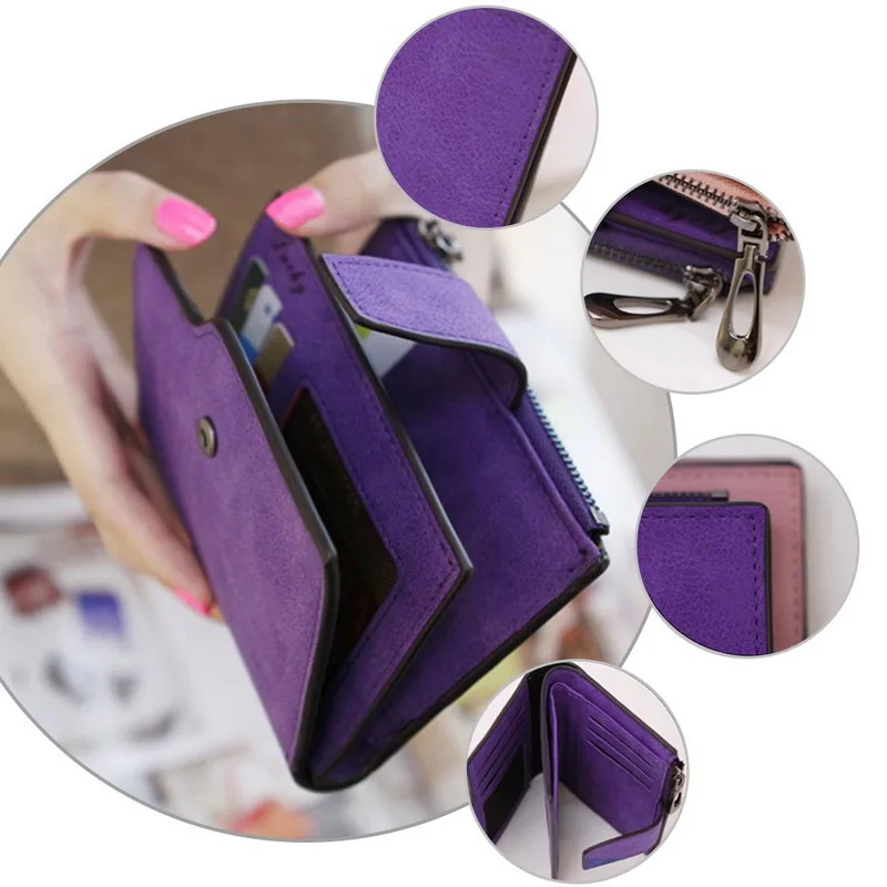 New Women's Wallet PU Leather Short Wallet Made of PU Leather Female Purses Card Holder Foldable Portable Lady Coin Purses 6