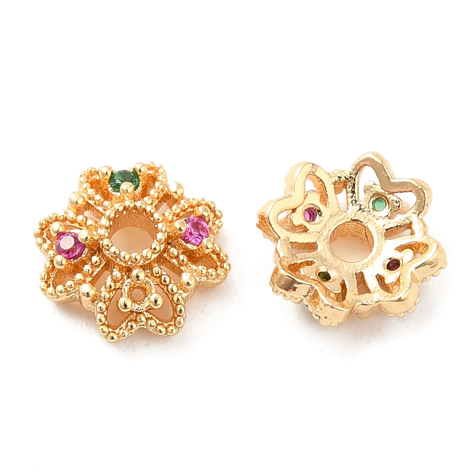 20Pcs Gold Color Brass Zircon Flower Beads Caps Earrings Bracelet Beads Jewelry Making Diy Accessories
