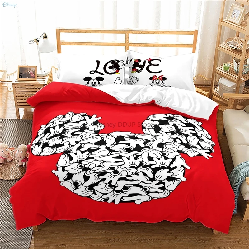 Cute White Mickey Mouse Twin Full Queen King Size Bedding Set 3d Printed Duvet Cover Pillowcases Comforter Cover Bed Sets 2/3pcs 