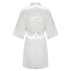 Elegant Satin Kimono Robe - Bridesmaid Edition - S (As the photo show)