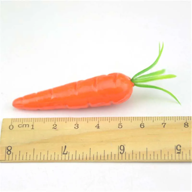 Vegetable Ornaments 10Pc 7CM Mini Carrot Artificial Plastic PE Fruits Vegetables Home Praty Simulation Plant Decoration Fake Carrot Rabbit DIY Food