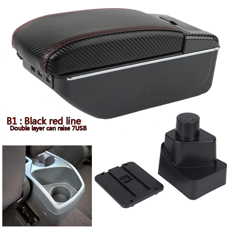

Armrest Box for Ford Ecosport 2013 2014 2015 2016 2017 Carbon fiber Arm Rest Center Console Storage USB Car Accessory