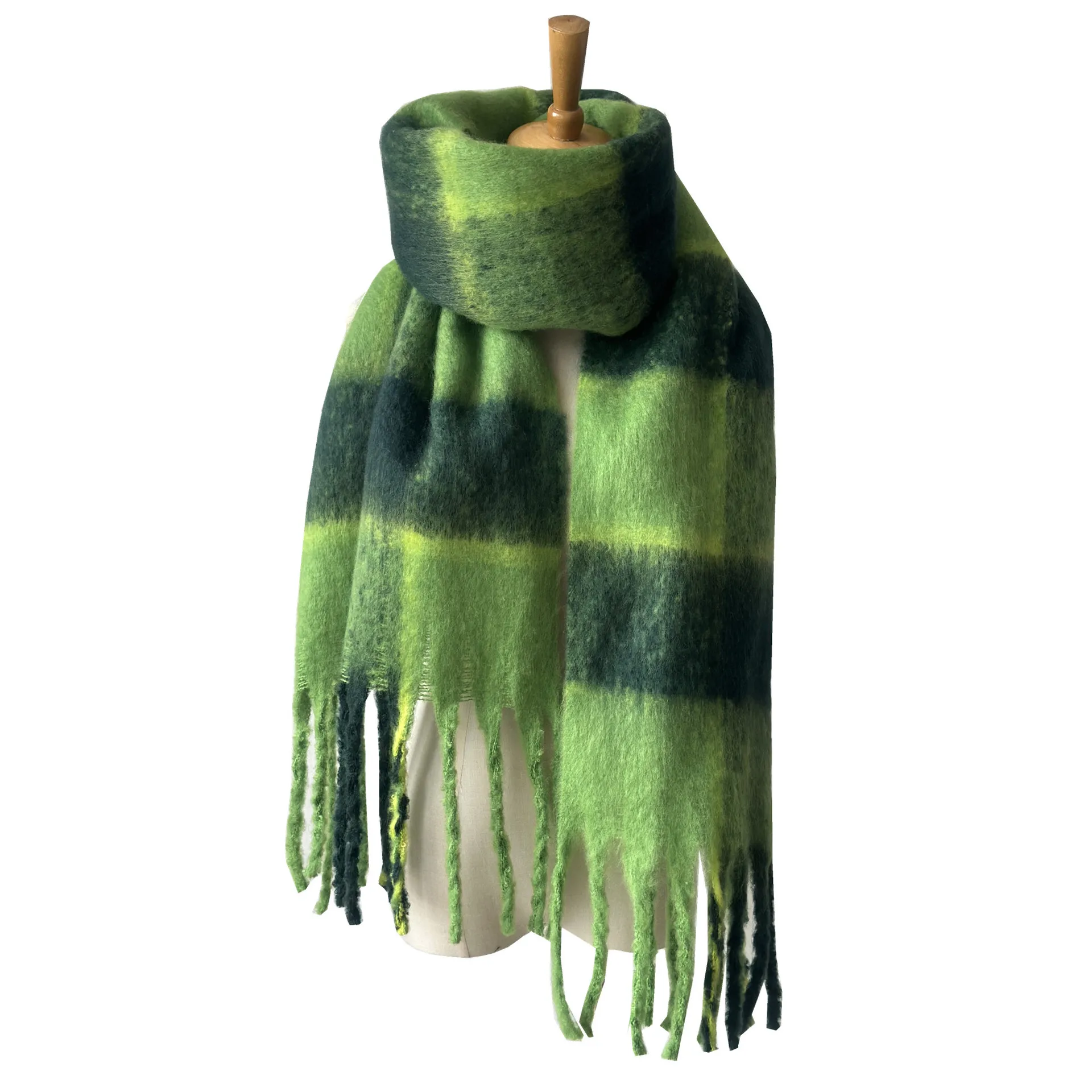 2022 New Women Plaid Scarf Winter Warm Shawls Cashmere Thicked Wrap Ladies Long Tassel Blanket Scarves Bufanda Mujer_voghion.com