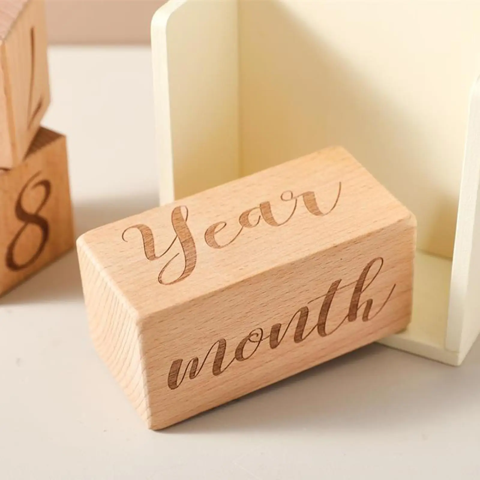 Wooden Baby Milestone Age Blocks Memories Growing up Number Blocks Practical Includes Week Month Year Nursery Decor Lightweight