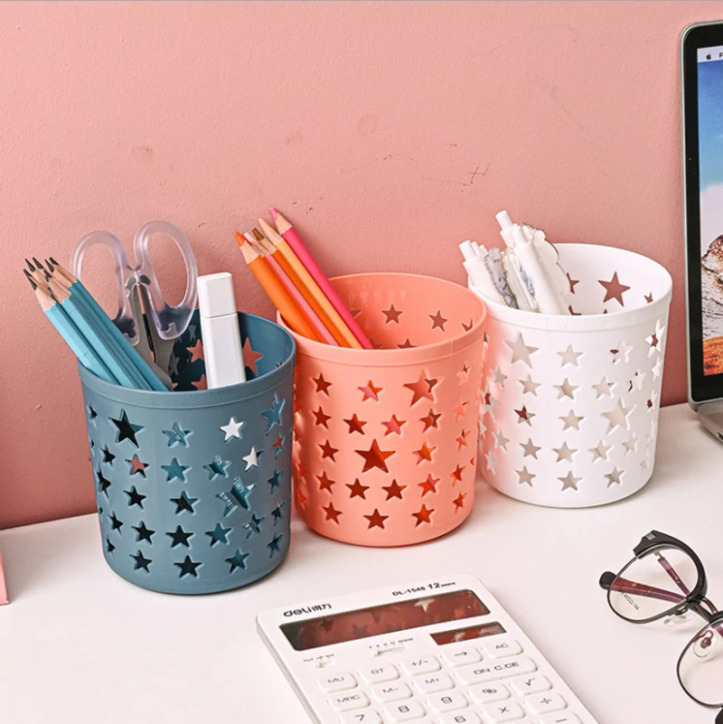 Cute Hollow Star Pen Holder Kawaii Brush Pencil Storage Container Desk Organizer Stationery Pen Holder Kids Gift Office Supplies pen holder desk organizer pen and brush holder brush holder