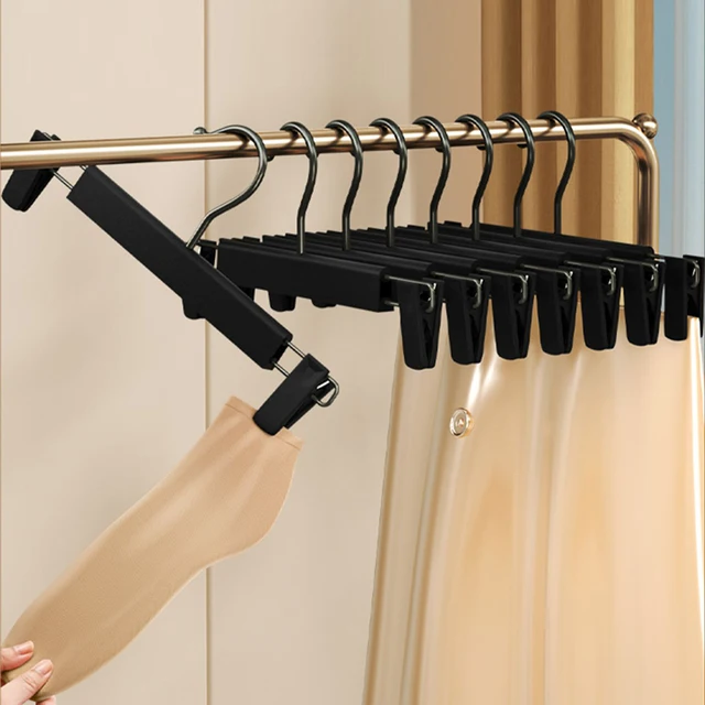 5PCS Appendiabiti per pantaloni Clip regolabili Salvaspazio antiscivolo Rack in metallo Gonna da donna Organizzatore di vestiti Calzini Rack per lingerie 4