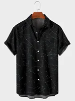 2021 Hot Sale 4 Halloween Pattern Digital Printing Loose Casual Large Button Short Sleeve Cardigan Men's Shirt 1