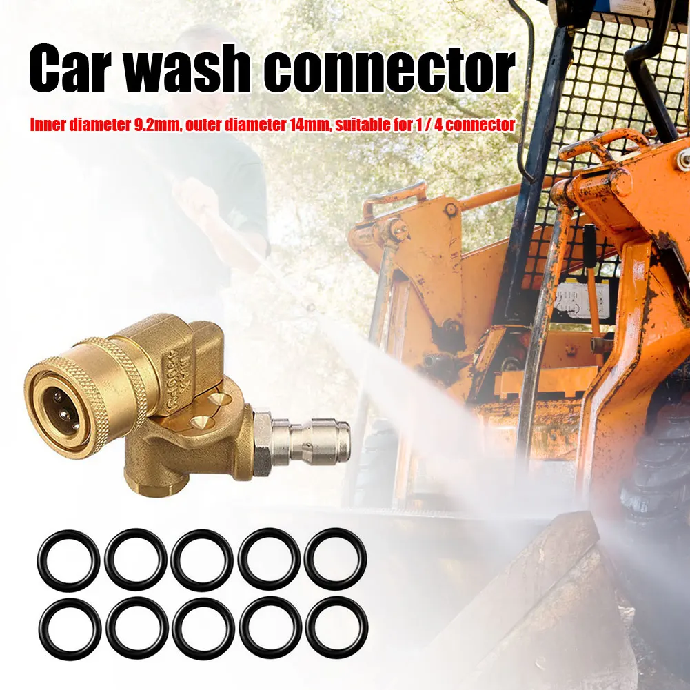 1/4 QC 피벗 커플러, 압력 세척기용 구리, 빠른 연결, 180 도, 1/4 인치, 4500PSI, O링 10 개 포함