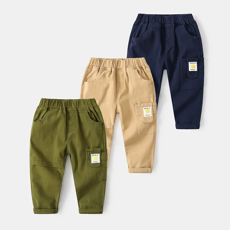 

Boys Cargo Pants Cotton Elastic Waist Toddler Kids Trousers Children's Clothes