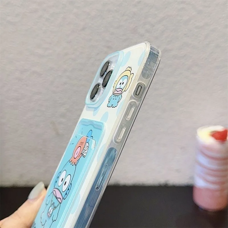 Hangyodon Fish Card Holder Cartoon Phone Case for iPhone 17 Pro Max 16E 14 15 Plus 13 Mini 11 12 Pro X XS XR 7 8 SE With Lanyard