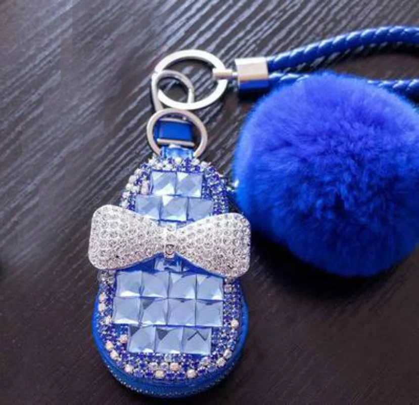 

Bow Car Key Holder Storage Case Crystal Diamond Keychains Key Cover Remote Key Bag for BMW Lada Interior Accessories