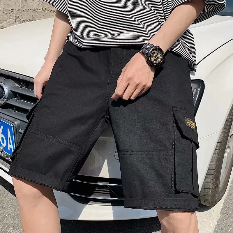 Hong Kong Street Styles Shorts Summer Loose Men's Jogging Short Pants Fitness Streetwear Multi-pocket Sport Hip Cargo Shorts