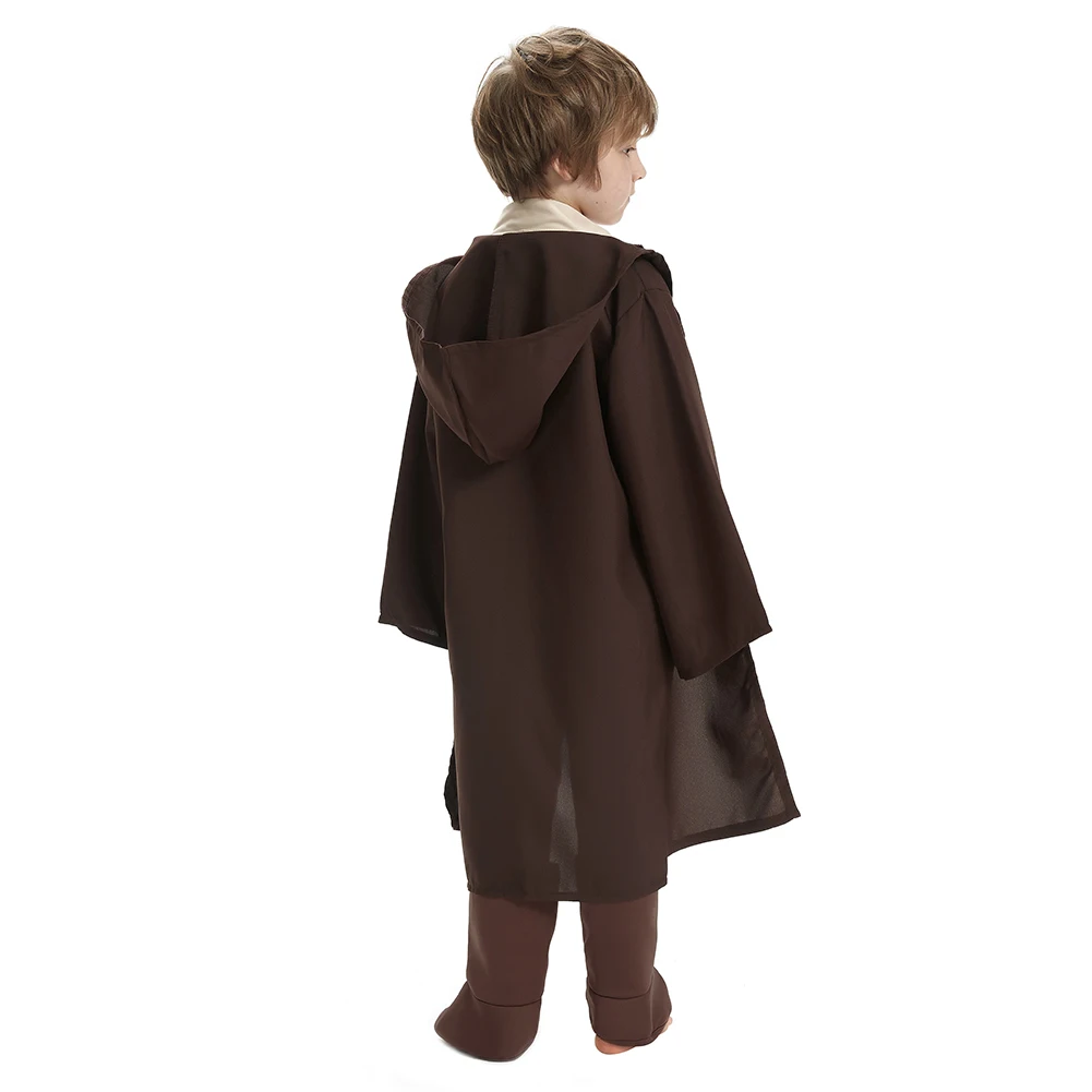 Fantasy Jedi Cosplay Kids Anakin Costume Obi Cloak Wan Space Battle Knight Robe Belt Outfits Halloween Carnival Party Suit