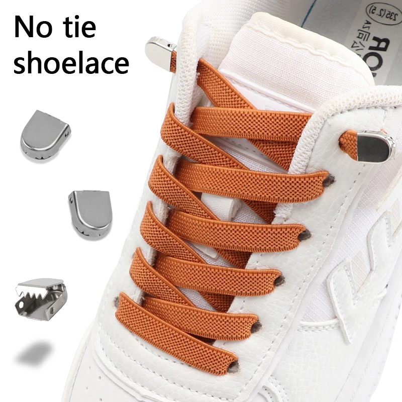 

Elastic Laces Sneakers 0.8CM Widen Flat Shoelaces Without Ties Kids Adult Quick Lace Rubber Band Sports 4Pcs Metal Lock Strings