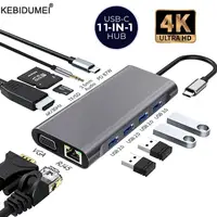 USB C HUB Type C to RJ45 4K 30Hz HDMI VGA Adapter SD TF USB 3.0 2.0 Docking PD 87W USB C Splitter for MacBook Pro Air 1