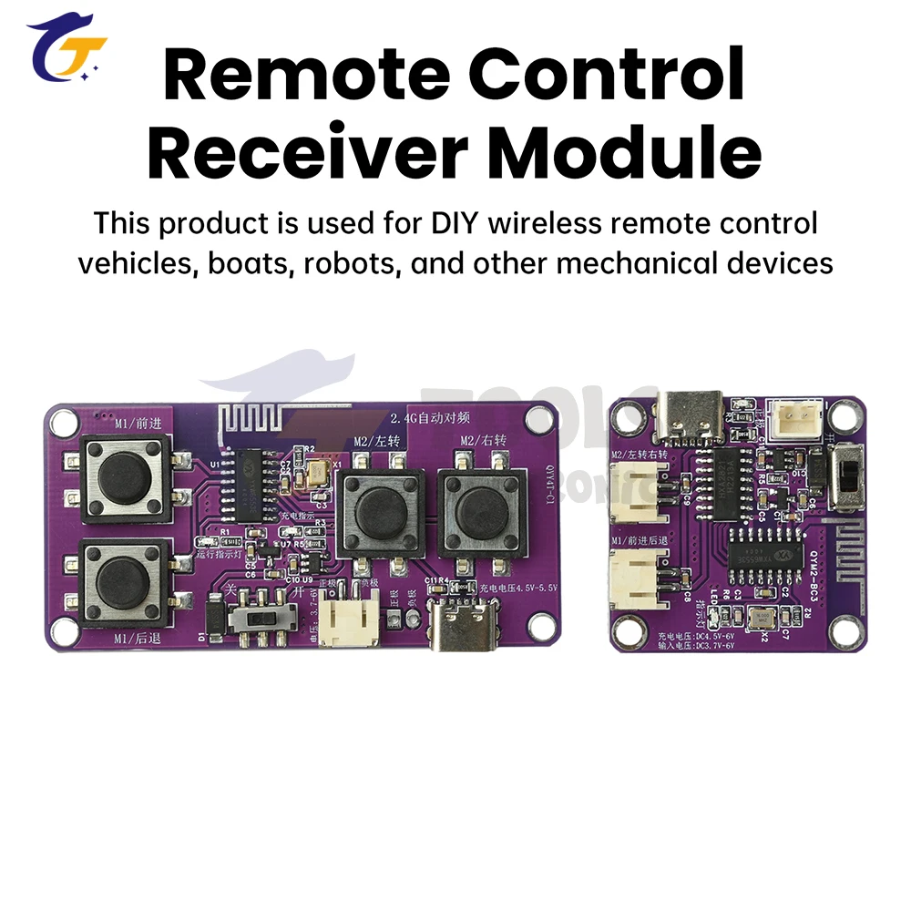 Kit modulo ricevitore telecomando a 4 canali 2.4G - ricaricabile per modello RC robot auto giocattolo fai-da-te - Image 2