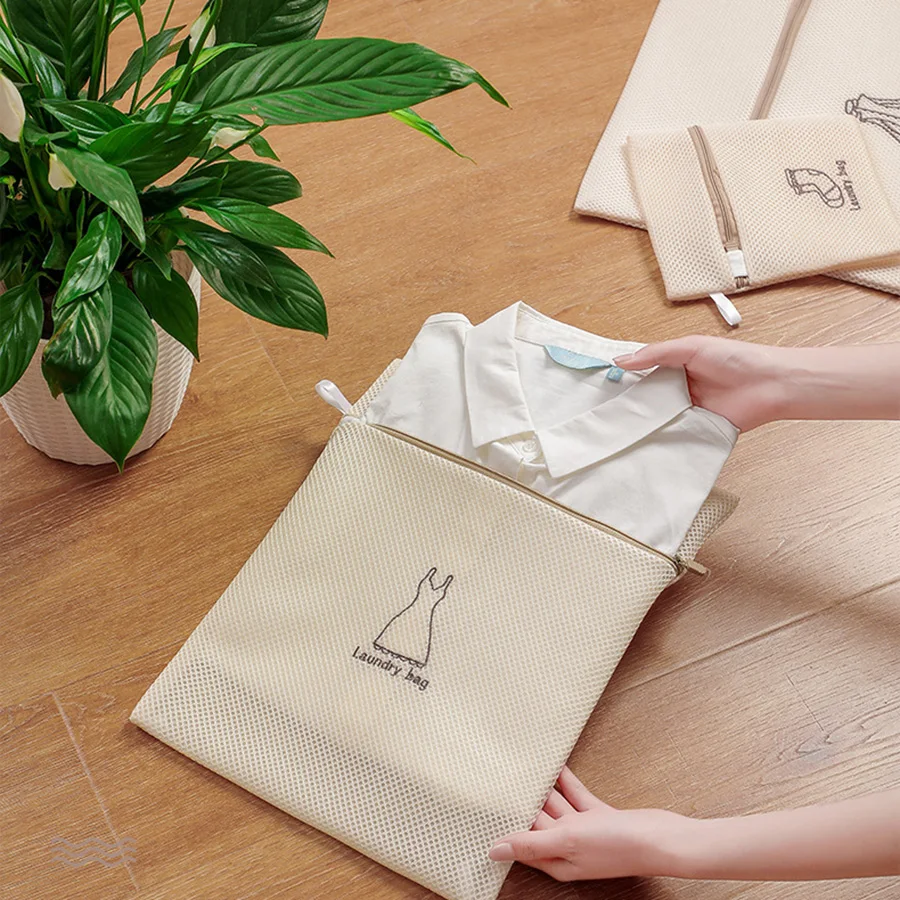 Embroidery Print Laundry Bag Set7Pcs Fine Mesh Washing Pouch for Delicates Household Clothes Cleaning Machine Washable Organizer