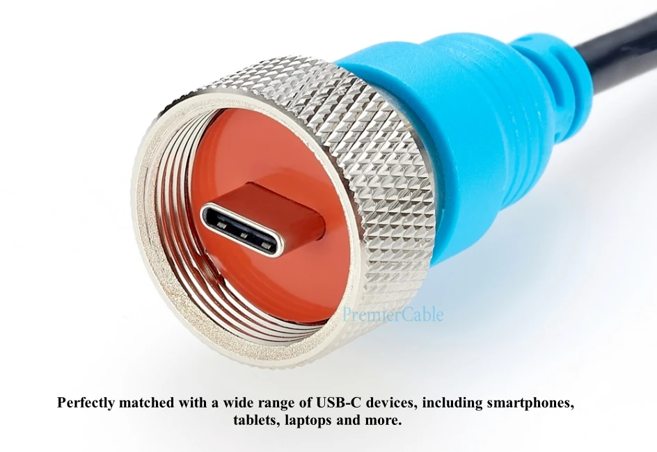 Ruggized IP67 wasserdichtes USB 3.1 C Stecker auf Stecker Verlängerungskabel 10 Gbit/s USB-C 3.1 Gen2 Unterputz-Lade- und Datenkabel – Detail 4