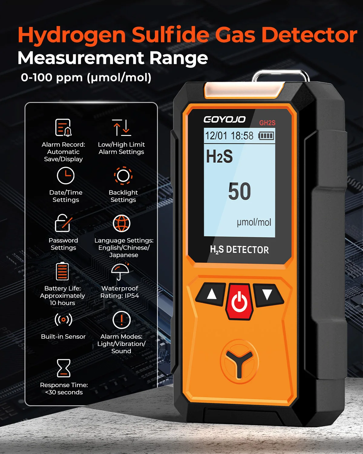 Gas Detector Meter Analyzer Leak Detector Air Quality Monitor Oxygen O2 Carbon Monoxide CO H2S Ex Combustible Gas gas leak detector