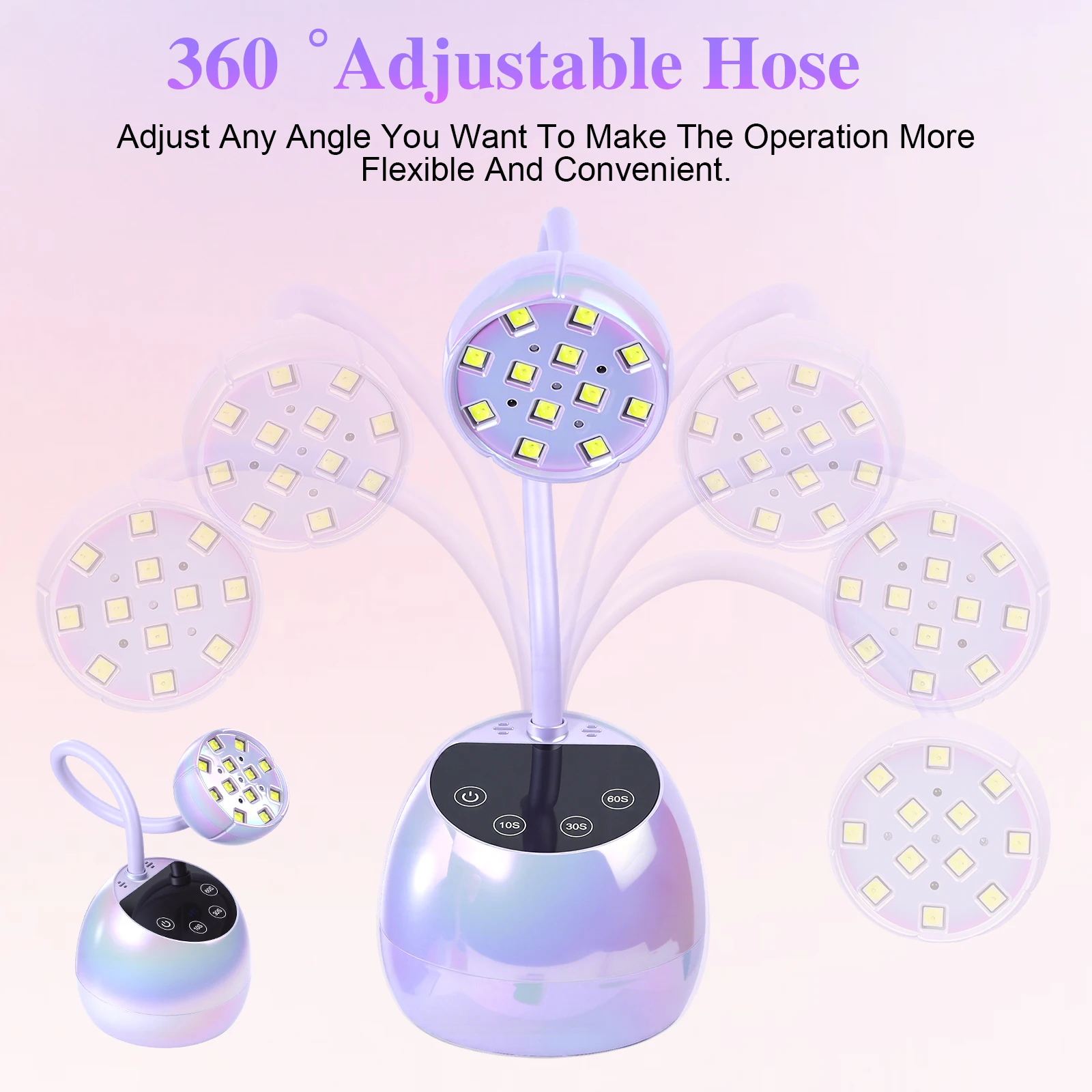 USB 타입-C 네일 램프 LED UV 네일 드라이어 충전식 LCD 터치 컨트롤 빠른 건조 네일 라이트 360 °   유연한 테이블 램프