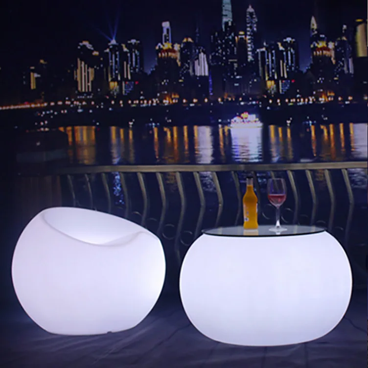 Multi Color Changing Waterproof Cordless Portable Glow Outdoor Even Furniture Set Led Table and Chairs with CE Rohs FCC 2