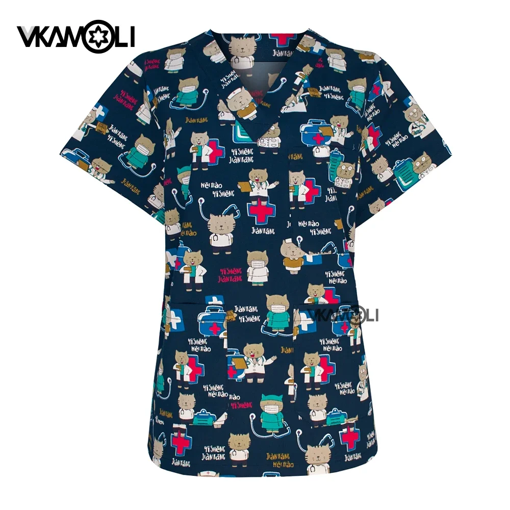 Pet veterinary scrubs lab coat Hospital Staff Scrubs Top Nursing Uniform for Male Female Dental Clinic Supplies Nurse Women