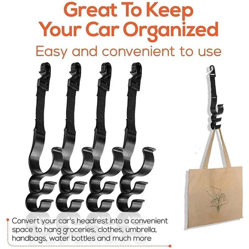 2pcs Car Back Seat Hook Universal Seat Back Organizer Bracket Interior Stowing Tidying Multi-function Rear Seat Hanging Hook