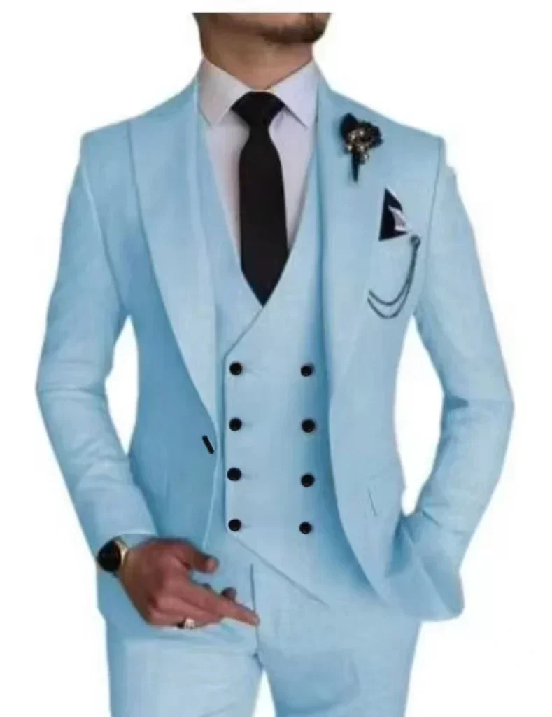 Men's Three-piece Suit Tailored Designer Clothe Formal Jacket with Peak Lapel for Celebrities on Demand
