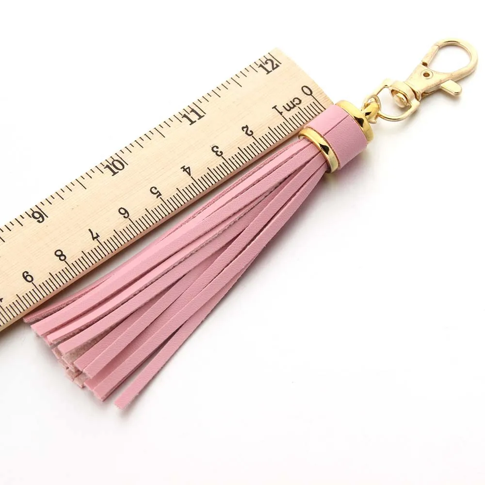 Copper Alloy Lobster Buckle Leather Tassel Pendant Keychain Bag Accessories For Women