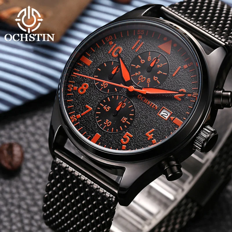 OCHSTIN Men's Watch Multifunction Quartz Movement Personalized Comfort Hot Model 2024 Pilot's Series Men's Quartz Watch