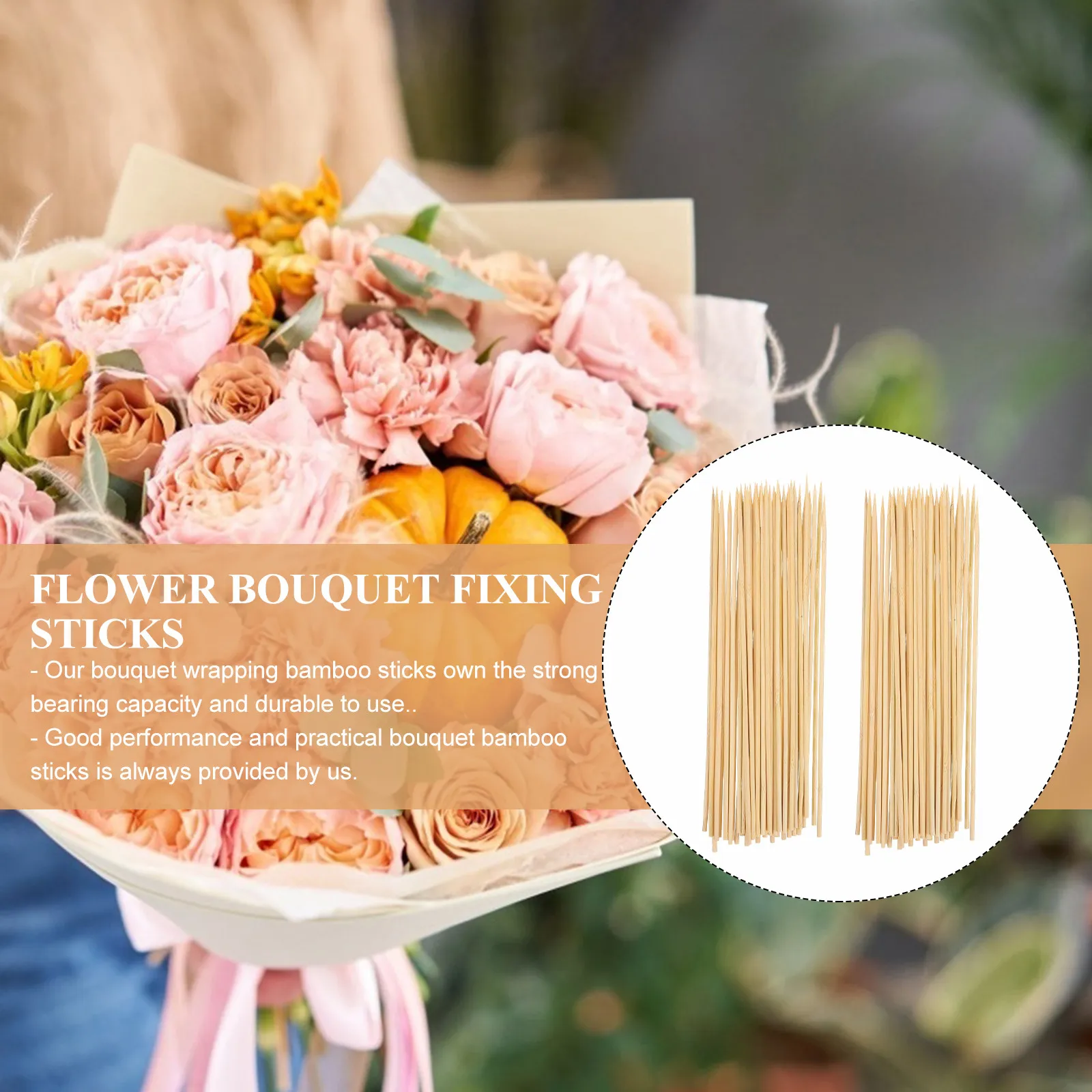 120Pcs 꽃 꽃다발 고정 스틱 대나무 DIY 포장 재료 발렌타인 기념일 결혼식을위한 꽃 픽 카드 홀더