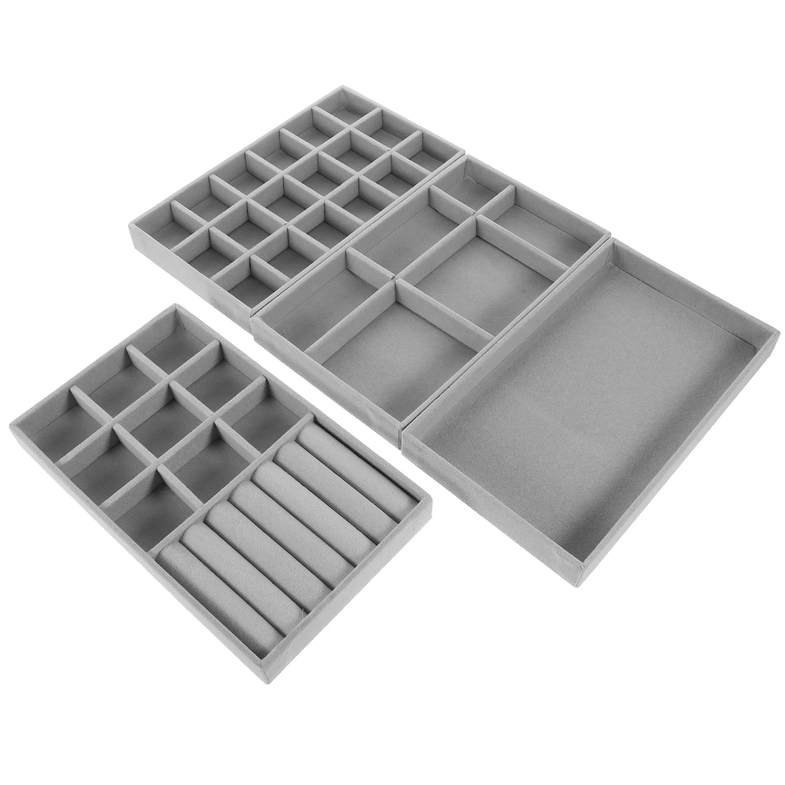 

4 Pcs Ring Storage Tray Compartments Jewelry Trays Vanity Desk Organizer Table Holder Drawer