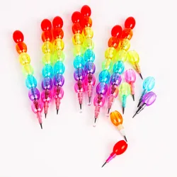 Crayons Smiley sans aiguiser, ensemble de 4 pièces, bricolage assemblé avec des blocs de construction colorés transparents, papeterie créative, noyau noir 