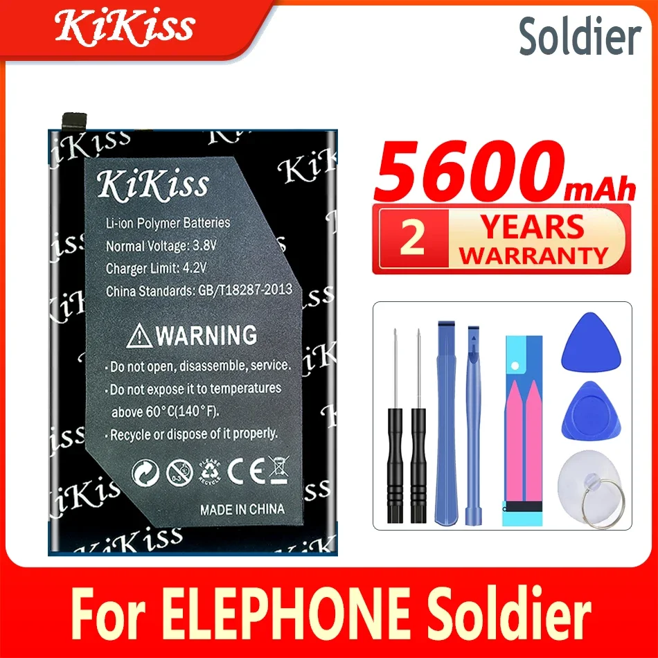 

KiKiss Battery 5600mah For ELEPHONE Soldier Phone 4GB 128GB IP68 Waterproof 5.5" 2K Screen High Capacity Bateria