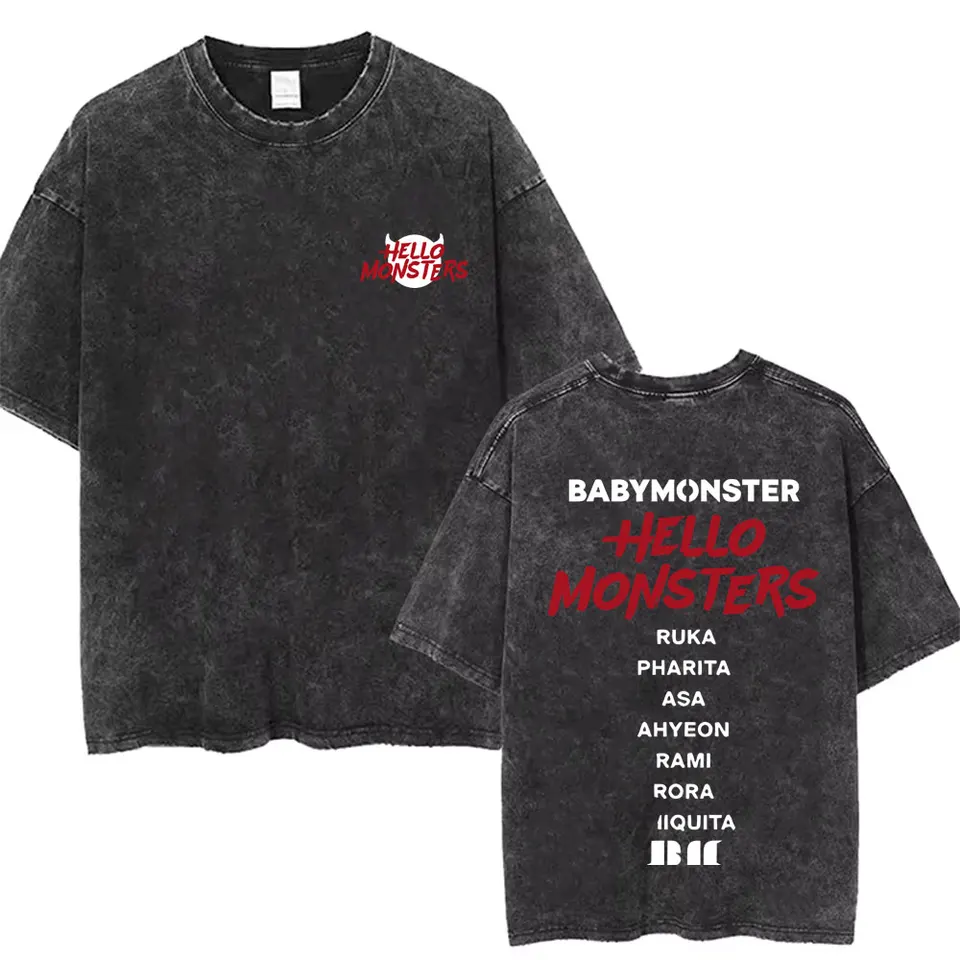 Babymonster Washed Vintage T-shirt Hello Monsters World Tour