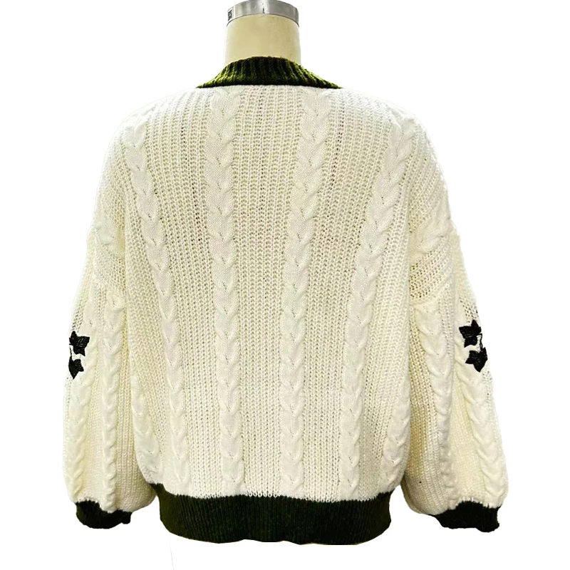 Evermore Cardigan Taylor 버전 Green Vine 수 놓은 버튼 다운 케이블 니트 스웨터 여성 가을 ??겨울 빈티지 복장