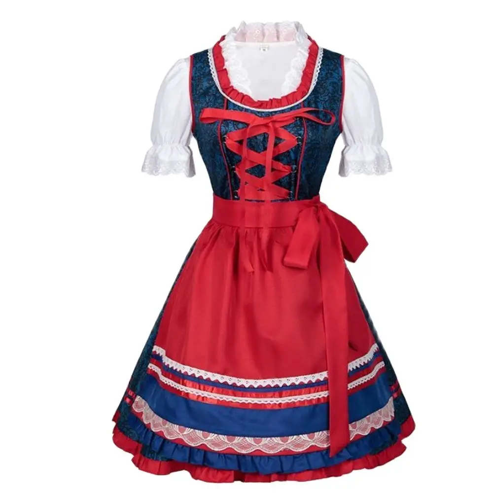 

Woman Halloween Dress Bavarian Oktoberfest Costume Maid Costume Stage Costume Strap Ruffles Dress Up Clothing