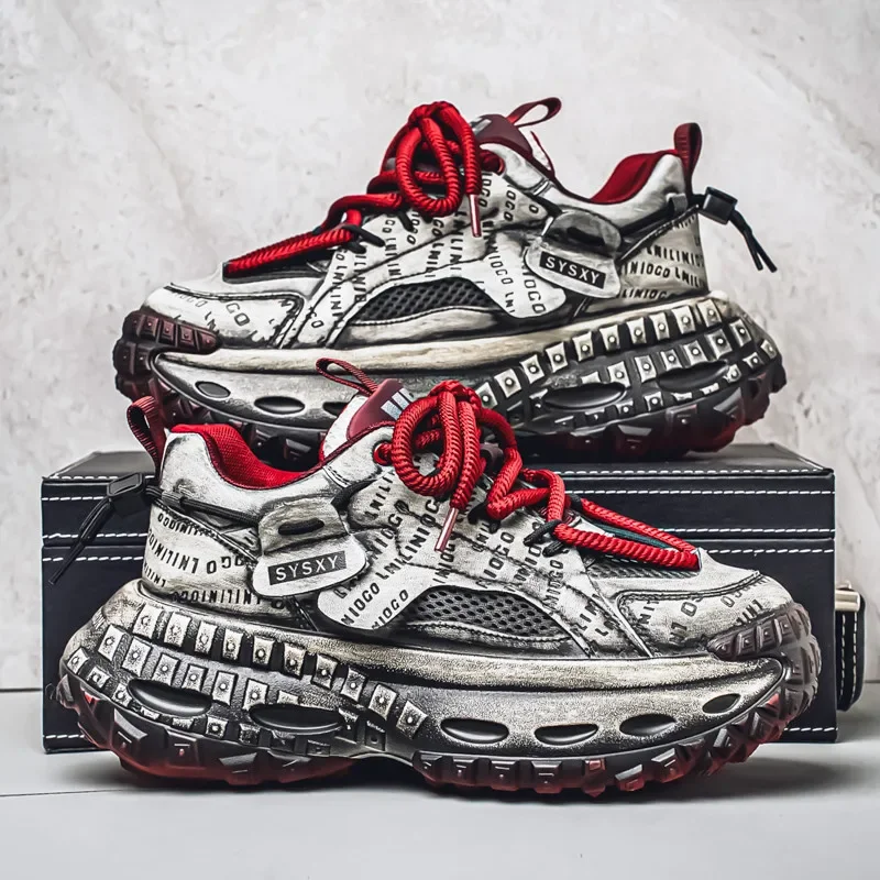 Mens Breathable Comfortable Upper Non-slip Wear-resistant Soles Original Shoe Casual Sport Shoes Four Seasons Thick Sole Sneaker