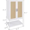 Wardrobe, Wardrobe Closet with 2 Doors, Rattan Bedroom Armoires with Hanging Rod Freestanding Wooden Wardrobe Cabinet With 2