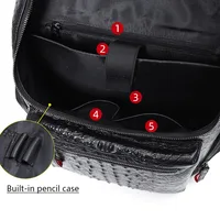 Crocodile Genuine Leather 15.6 inch Laptop Backpack Men Travel Bags Bagpack Waterproof Big Backpack For Teenager Schoolbag 2