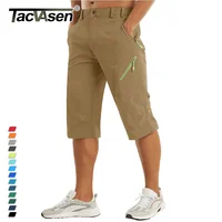 TACVASEN Below Knee Length Summer Waterproof Shorts Mens Quick Drying 3/4 Capri Pants Hiking Walking Sports Outdoor Nylon Shorts 1