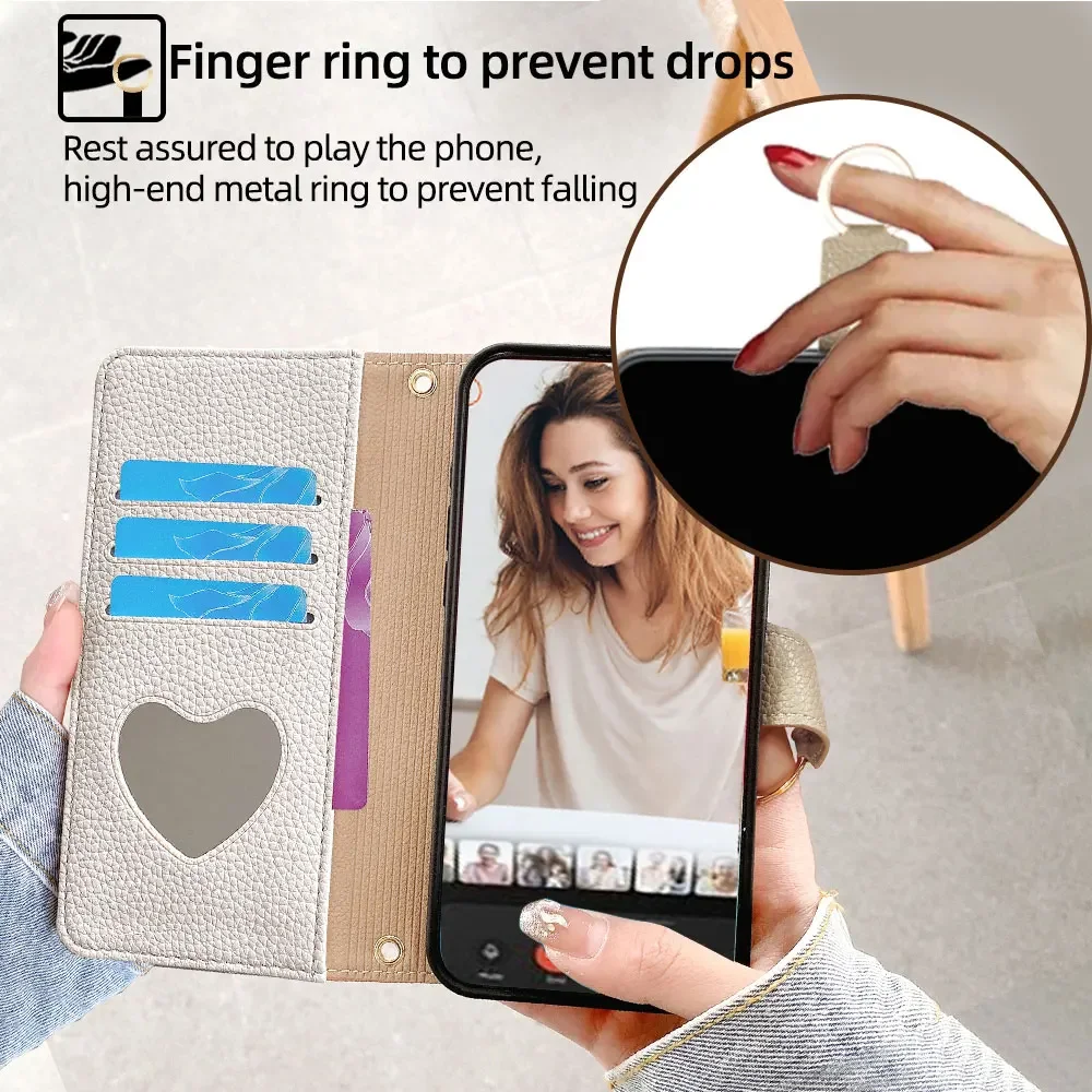 Fashion Magnet Buckle Zipper Wallet Crossbody Case with Metal Strap