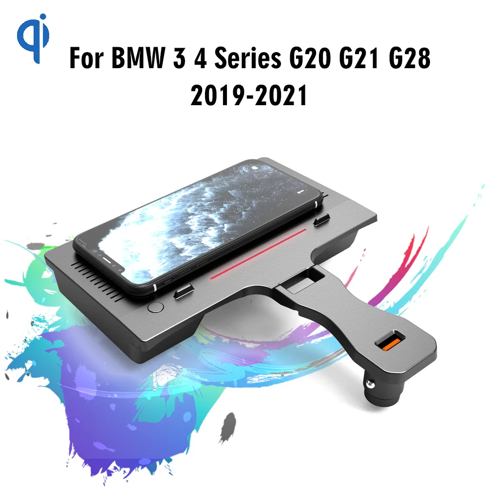 12V Car QI Wireless Charger For BMW 3 4 Series G20 G21 G28 2019 2020