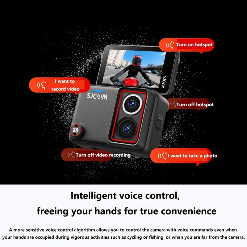 VivaCTNew SJCAM SJ30 8K 듀얼 렌즈 액션 카메라 ? 30m 방수, 야간 투시 기능, 7시간 배터리, SteadyMotion 2.0 및 음성 제어 기능 탑재