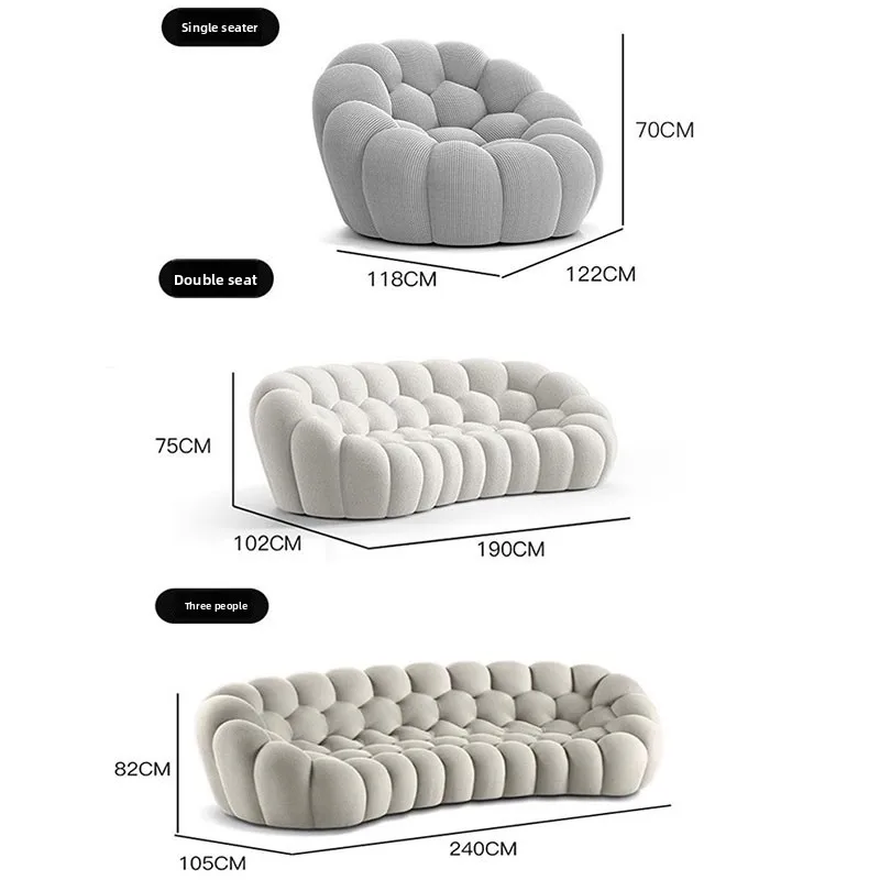 French Rococo Italian Bubble Sofa Modern Cream Style Designer Curved Art Sofa Living Room Luxury Furniture Creative Design Style